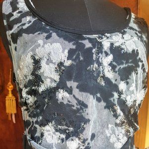 Sequin mesh top with side drape